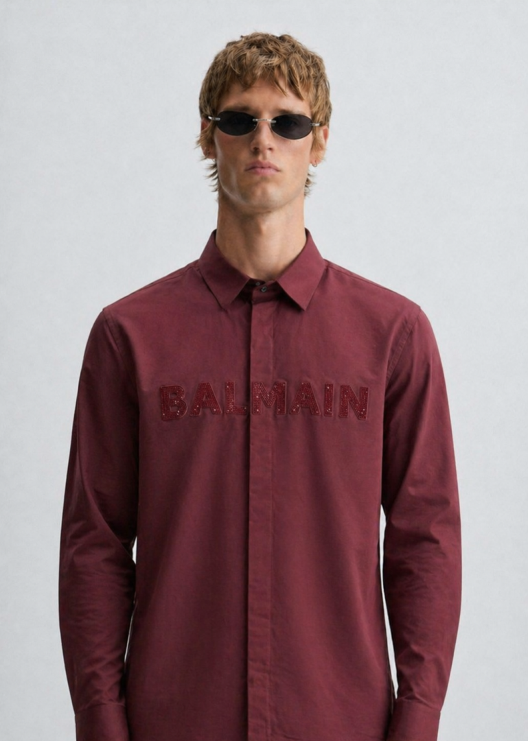 Balmain IMPORTED STORE ARTICLE DIAMOND CHINA SHIRT
