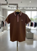 Hugo Bos Chest Logo Polo T-shirt Brown