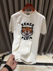 Kenzo Paris Creamish Premium Embossed Print Tshirt