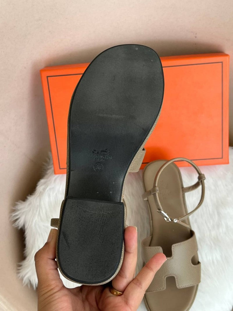 Hermes_Jam_30_Dark_Khakhi_Platform_Sandal_With_Original_Box