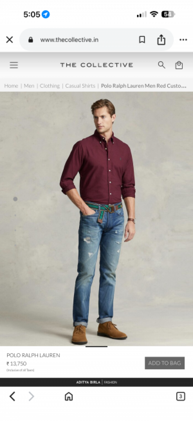 Ralf Lauren imported shirt Maroon