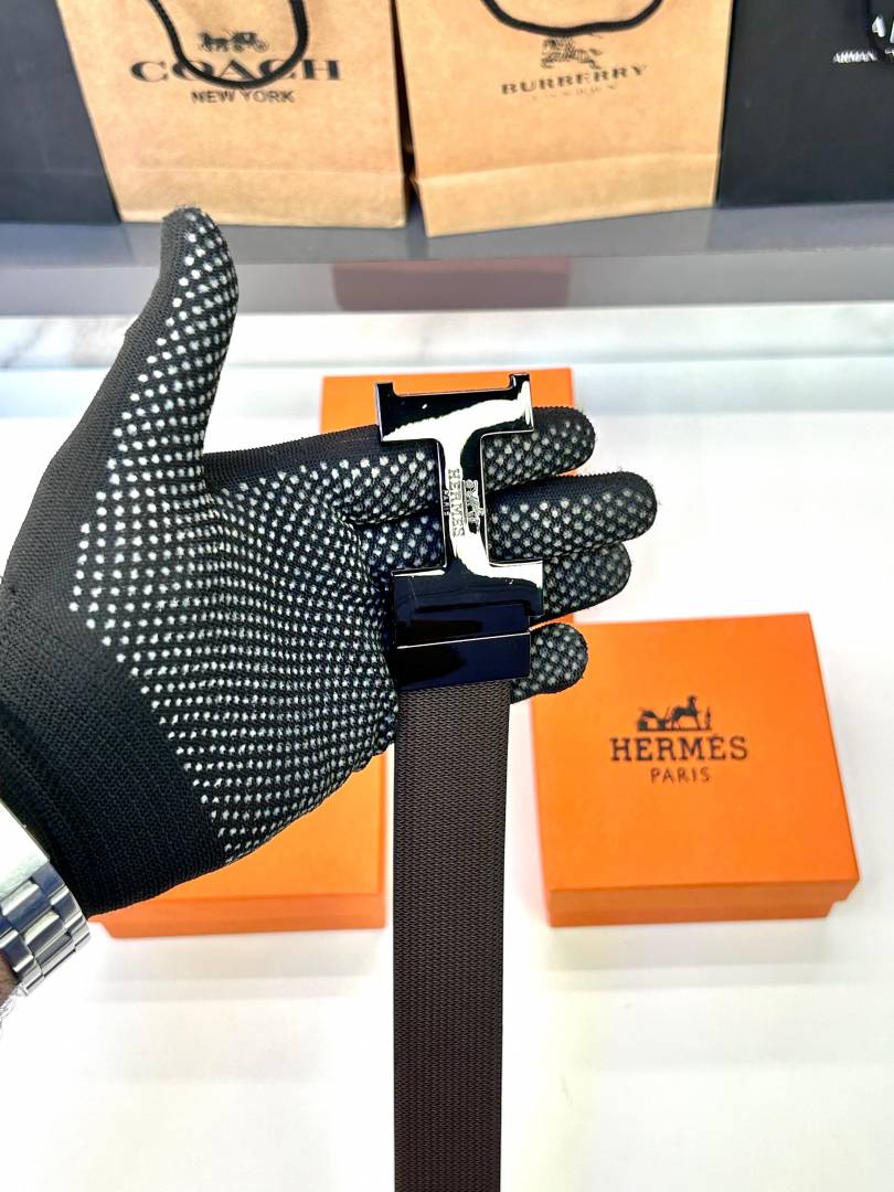 Hermes Paris Glossy Black Belt FA 116