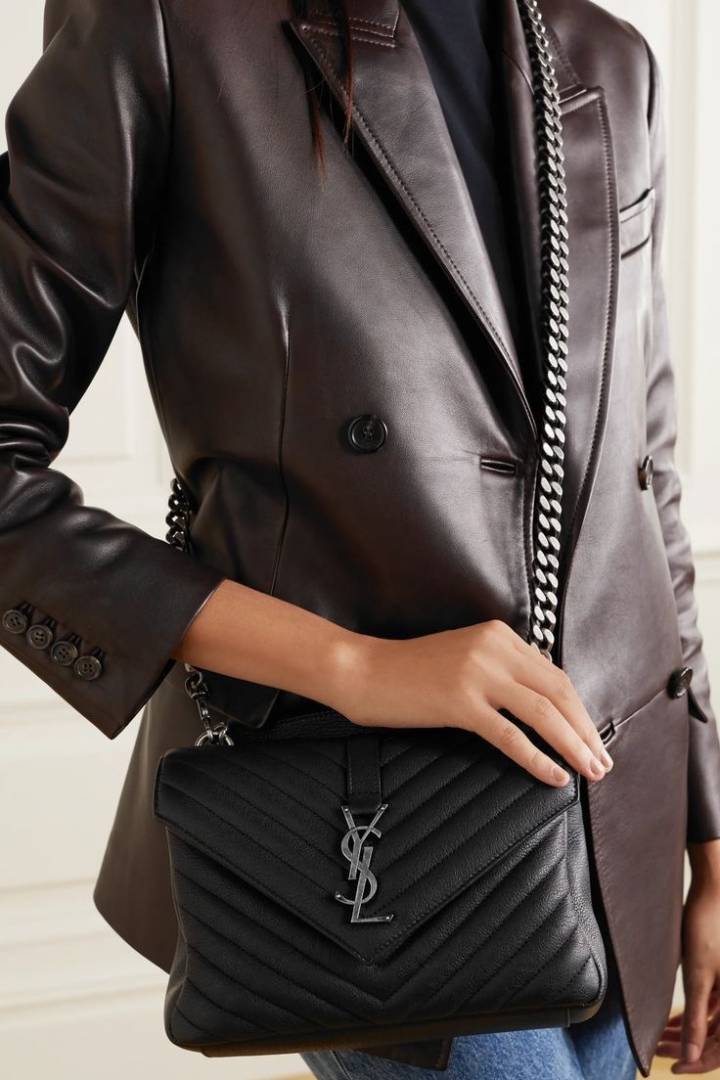 Ysl Collage Black-Silver Medium Shoulder Bag With Original Box & Dust Cover