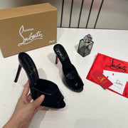 Christiann Louboutiin Me Dolly Mules Patent Leather Black With OG Box & Dust Cover W54 Black