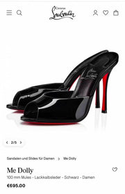 Christiann Louboutiin Me Dolly Mules Patent Leather Black With OG Box & Dust Cover W54 Black