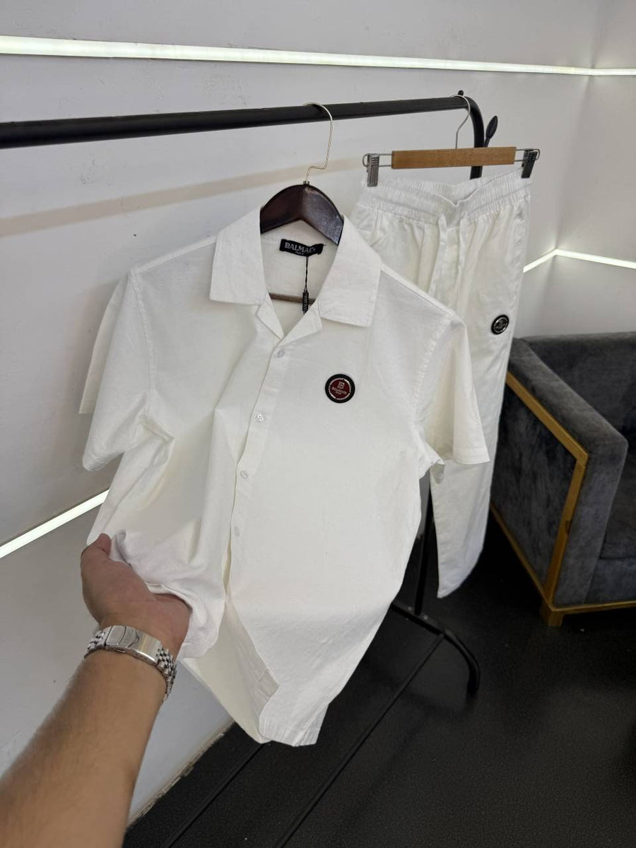 Balmain imported cord set with steel logo white