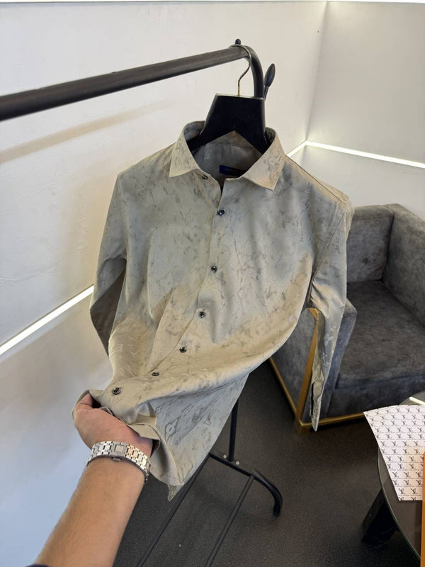 Louis Vuitton laser cut monogram imported box pack shirt beige
