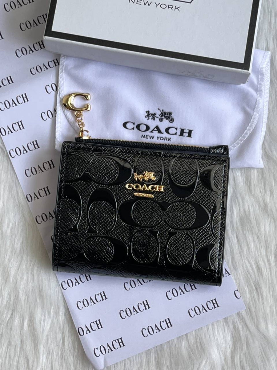 Coach Snap Wallet Black Mini With Original Box dustCover