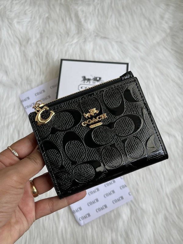Coach Snap Wallet Black Mini With Original Box dustCover