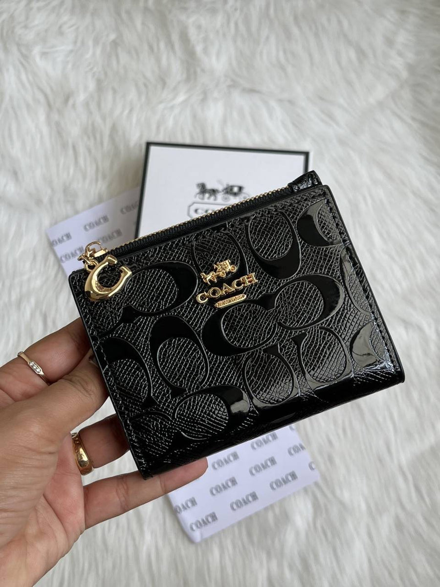 Coach Snap Wallet Black Mini With Original Box dustCover