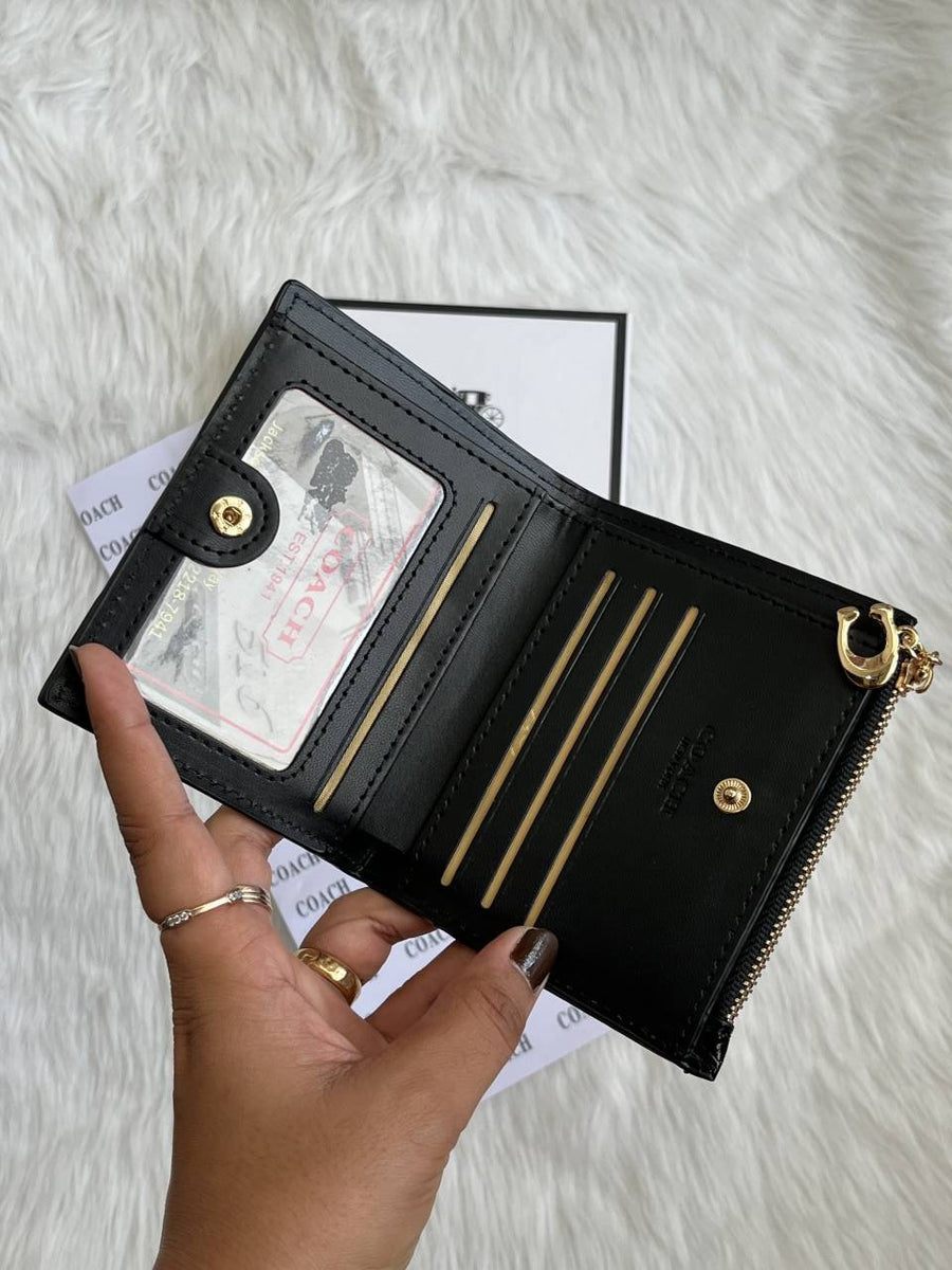 Coach Snap Wallet Black Mini With Original Box dustCover