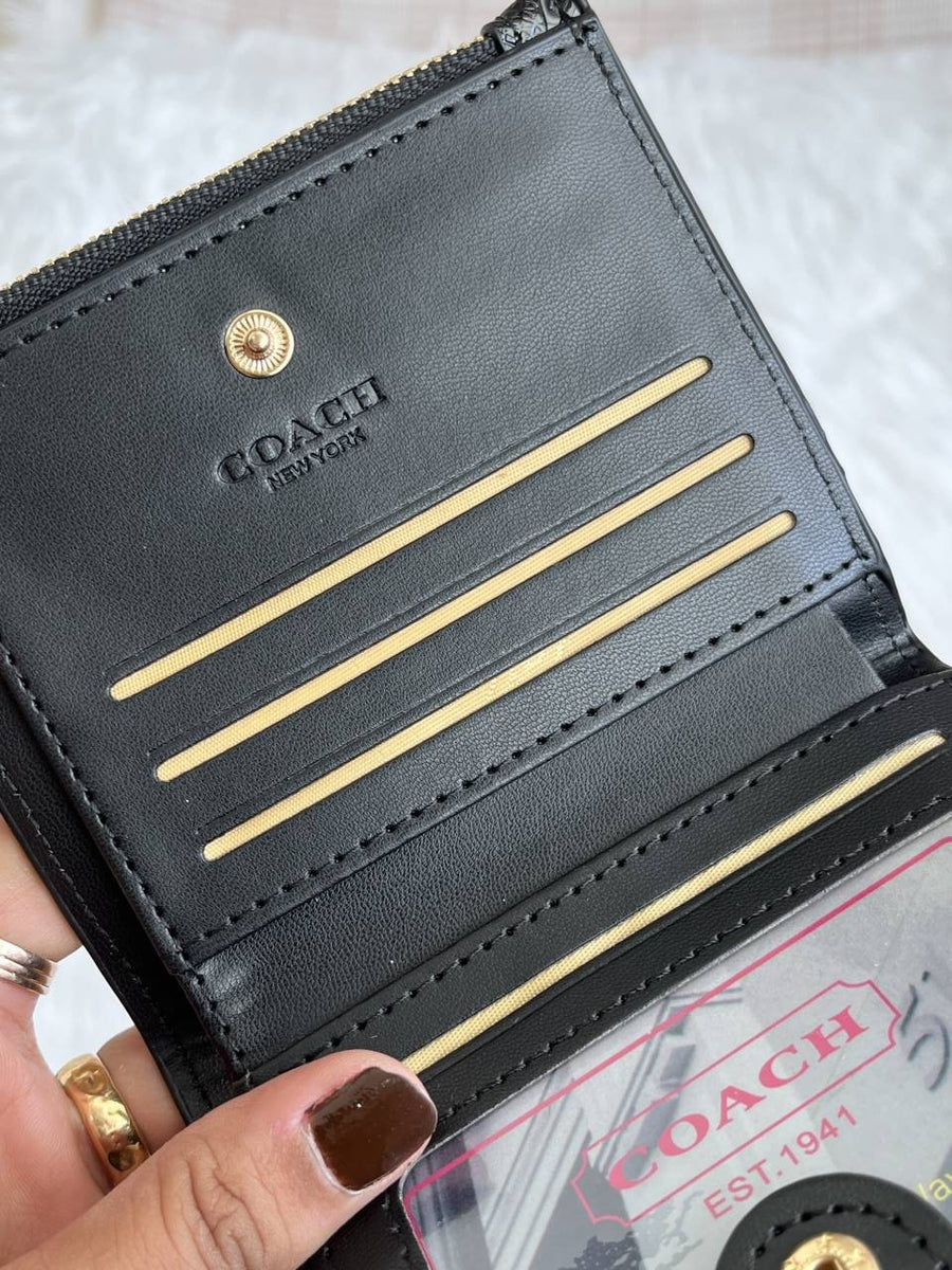 Coach Snap Wallet Black Mini With Original Box dustCover