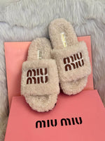Miu Miu On Sale Furry Slides For Woman With Original Box & CarryBag SandalsChappal