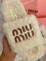 Miu Miu On Sale Furry Slides For Woman With Original Box & CarryBag SandalsChappal