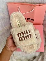 Miu Miu On Sale Furry Slides For Woman With Original Box & CarryBag SandalsChappal