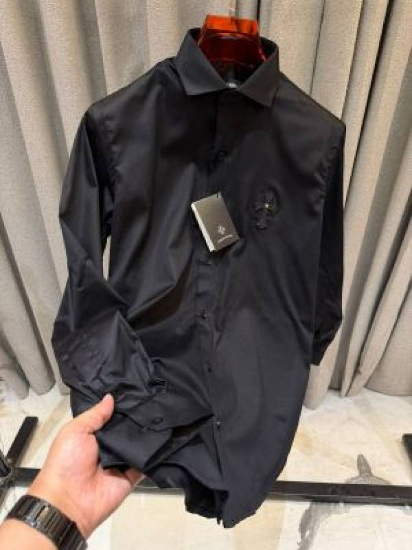 Chrome Heart Chest Logo Full Sleeves Shirt Black