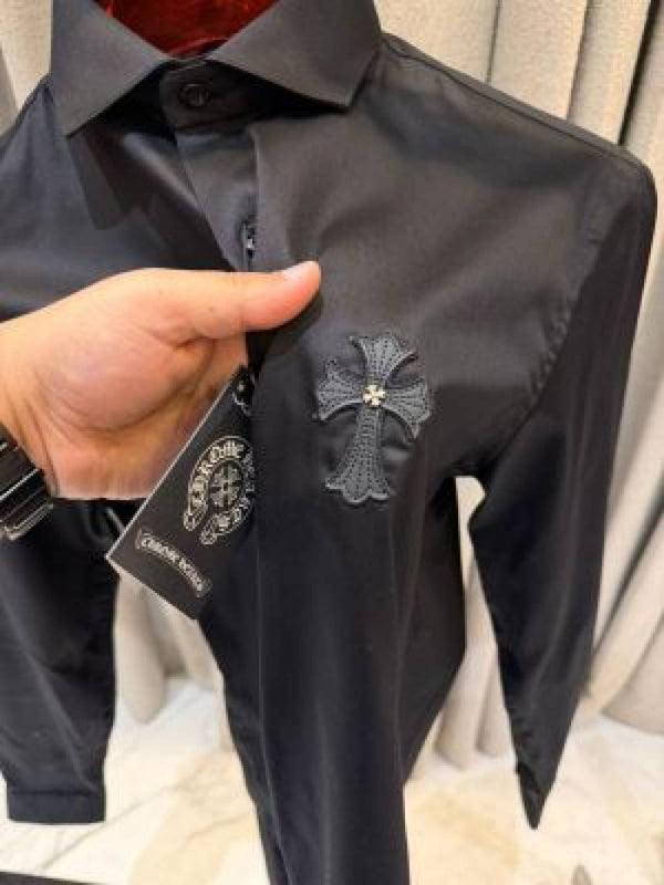 Chrome Heart Chest Logo Full Sleeves Shirt Black
