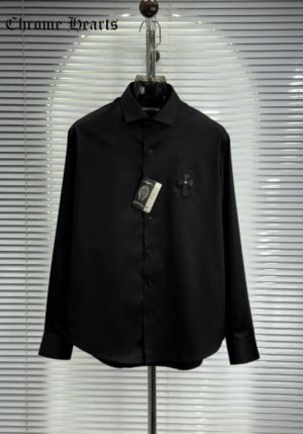 Chrome Heart Chest Logo Full Sleeves Shirt Black