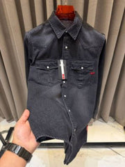 Diesel Denim Shirts Charcoal Grey