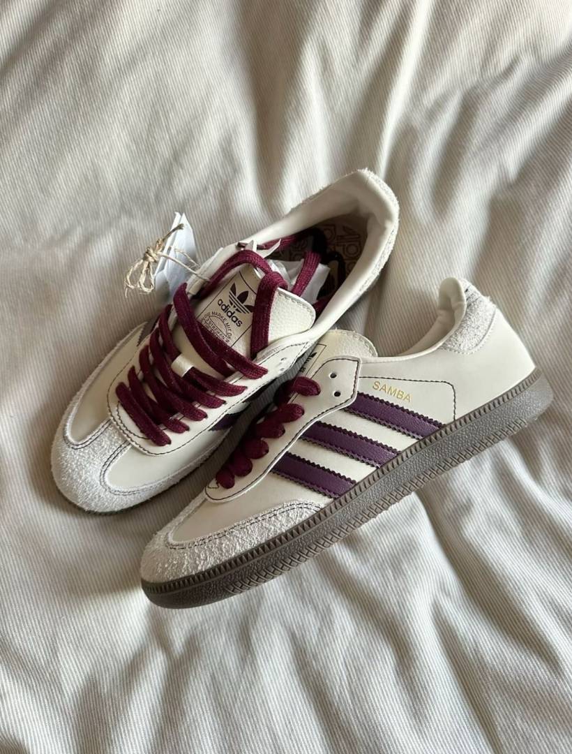 Adidas Samba Wonder White Maroon Women Leather Quality FIX