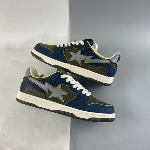 A BathinGahpe Bape SK8 Sta Sneakers in Army Green Gray Blue