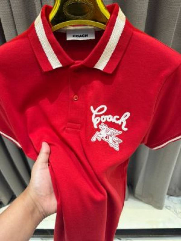Coach Chest Logo Polo T-shirt Red