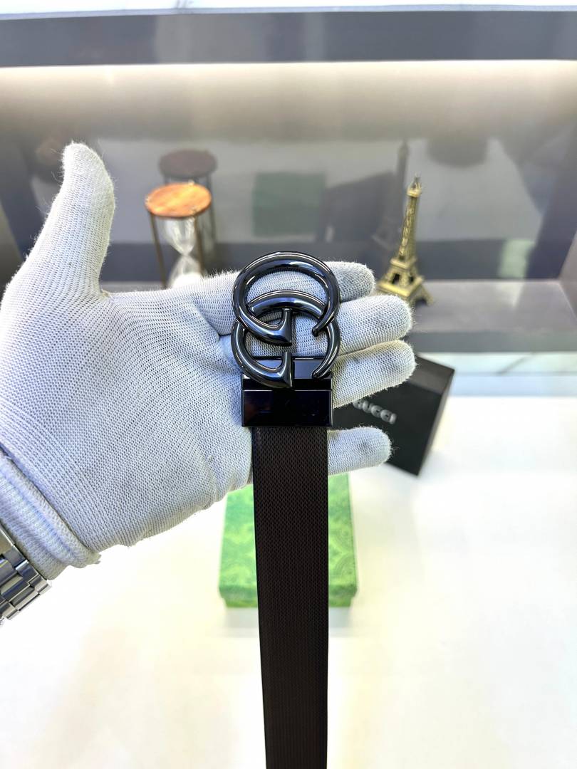 Gucci_Glossy Reversible Belt Black Fa 667