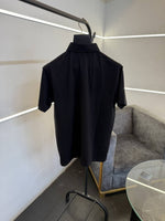 Louis Vuitton embossed and laser print imported polo tshirt black