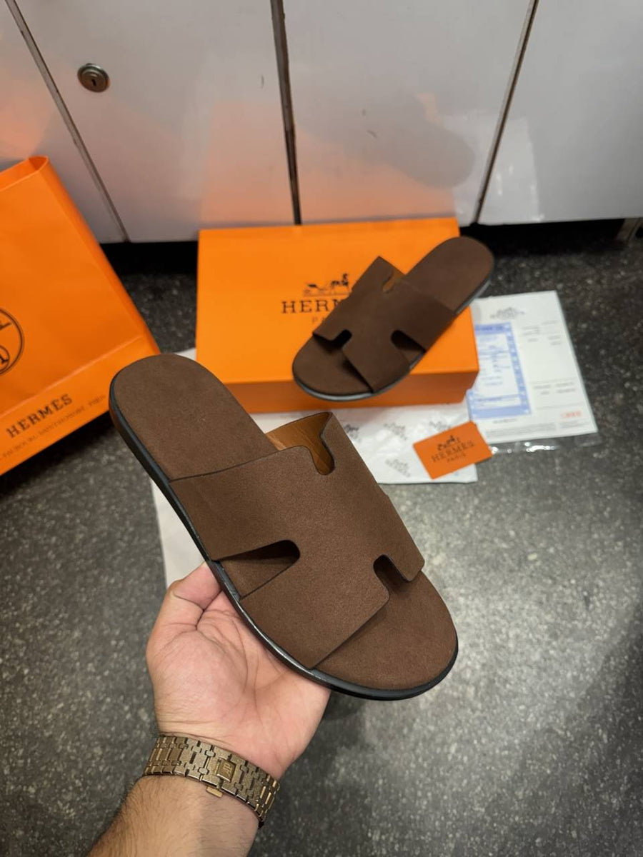 Hermes IZMIR ITALIAN SLIDE TAN SUEDE 021