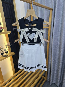 Women MM Ribbon Top Black SB149-BKSB152-WH