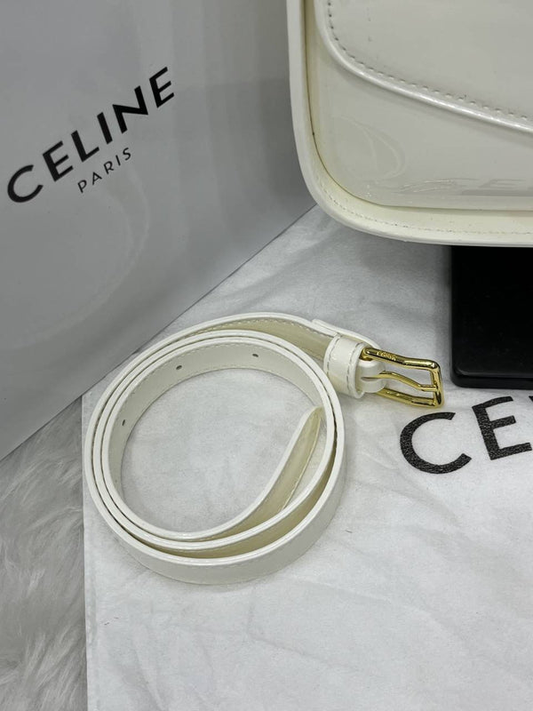 Celine Terence White Shoulder Bag With Original Box & Long Belt