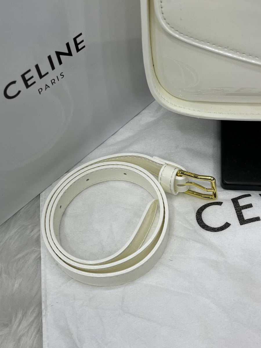 Celine Terence White Shoulder Bag With Original Box & Long Belt