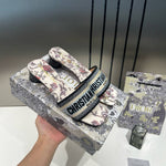 Christian Dioor Dway Heeled Slide Signature Embroidered With OG Box & Carry Bag 755-1 Pink