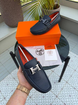Hermes Navy Premium Loafers Surplus Calf Leather Quality With All Accessories HX016