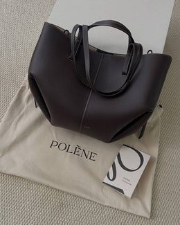 Polenne Eboney Dark Coffee Cyme Large Premium Tote With Wallet & DustCover