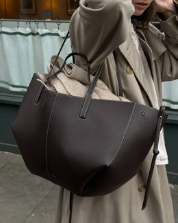 Polenne Eboney Dark Coffee Cyme Large Premium Tote With Wallet & DustCover