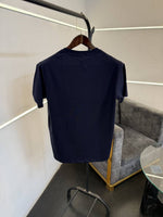 Hermes turkey imported patch printing imported round neck tshirt navy blue