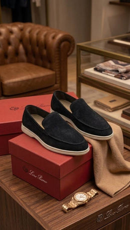 LORO PIANA SUMMER WALKS LOAFER SUEDE BLACK 100