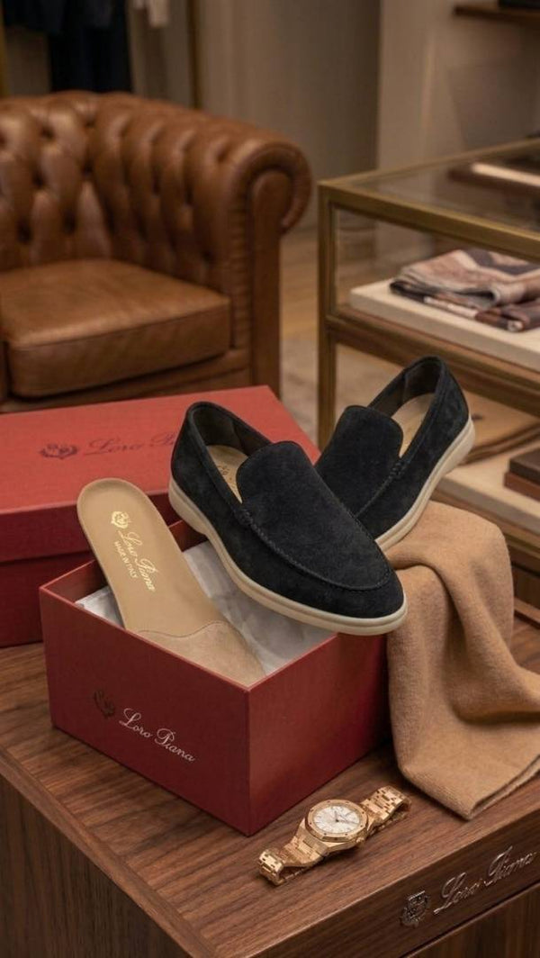 LORO PIANA SUMMER WALKS LOAFER SUEDE BLACK 100