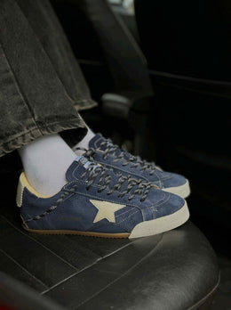 Golden Goose True-Star trainers dark blue suede with white nappa leather star heels tab 203