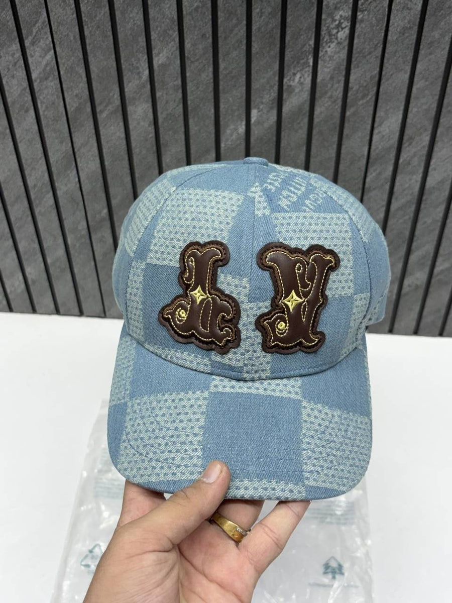 Louis Vuitton_Washed_3D_Light_Blue_Premium_Unisex_Hat_With_Original_Zip_Bag