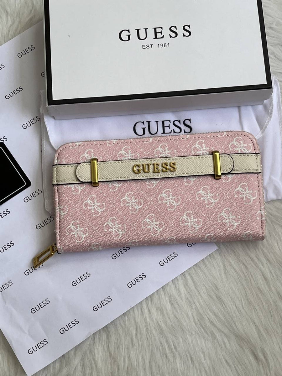 Guess 006 Pink Long Wallet With Original Box DustCover Card Packaging