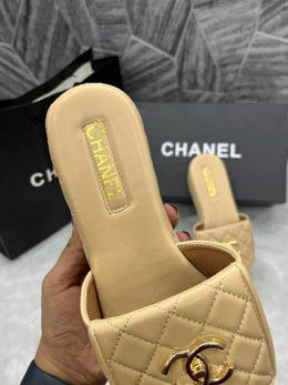 Channeel Lambskin Quilted CC Mules Wedge Sandals With OG Box & Dust Ba ricot 6623 2