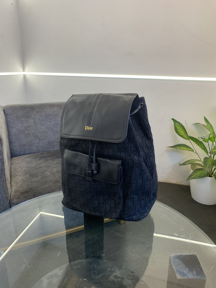 Christian diyor jacquards fabric monogram duffle bag and bagpack full set black