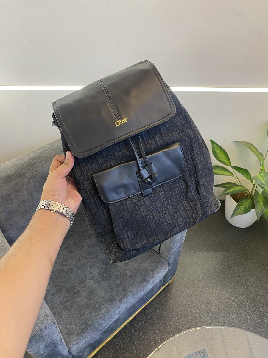 Christian diyor jacquards fabric monogram duffle bag and bagpack full set black