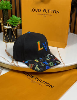 Louis Vuitton_Embroidered_Front_Logo_Alphabetic_Black_Premium_Unisex_Cap_With_Safety_Box