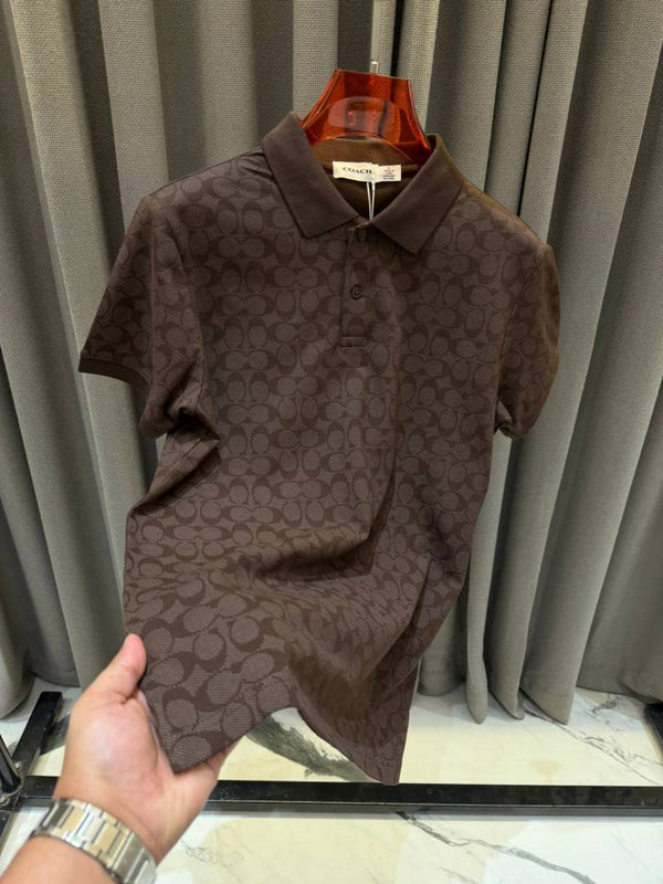 Coach Full Monogram Polo T-shirt Brown