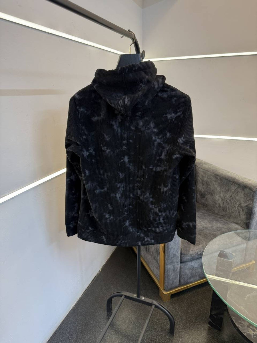 Balmain black imported washing cloud look knitted fabric hoodie