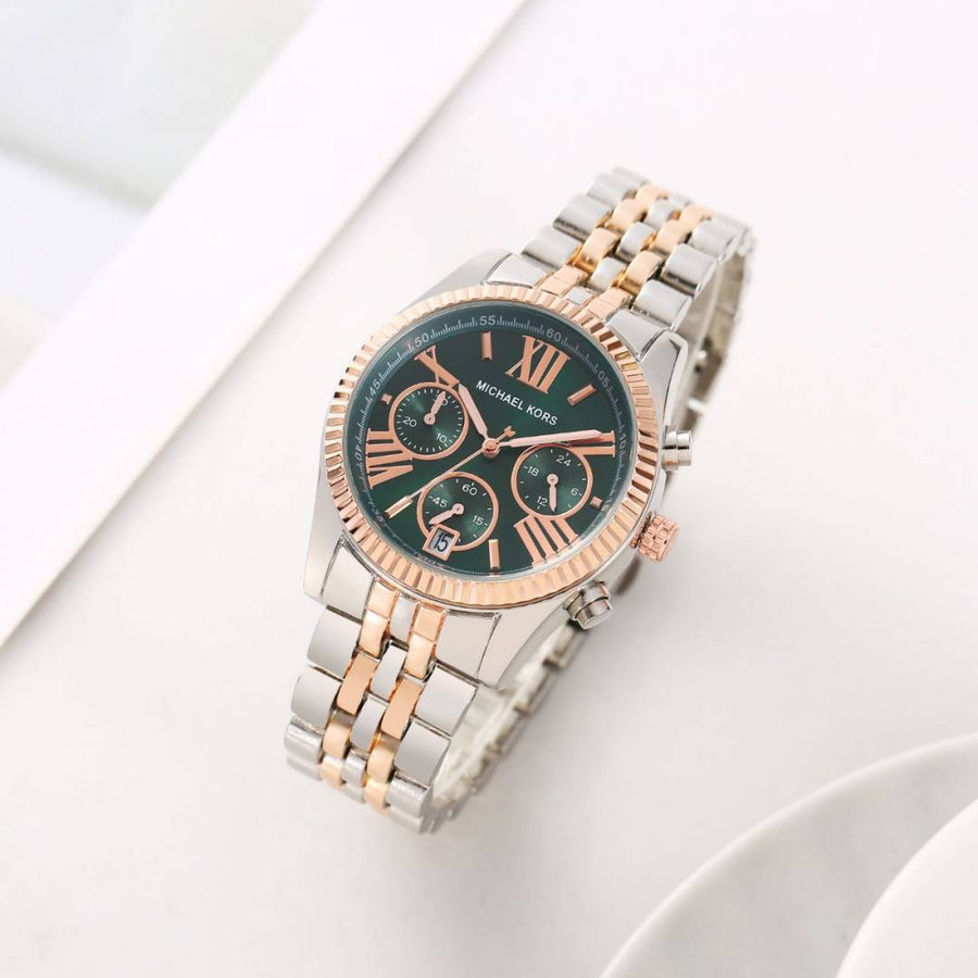 Michael Kors Lexington Chronograph 2Ton-Copper-Green