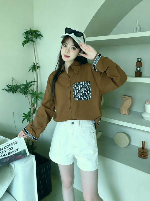 Dio MonogramLogo Shirt Brown S112-BR